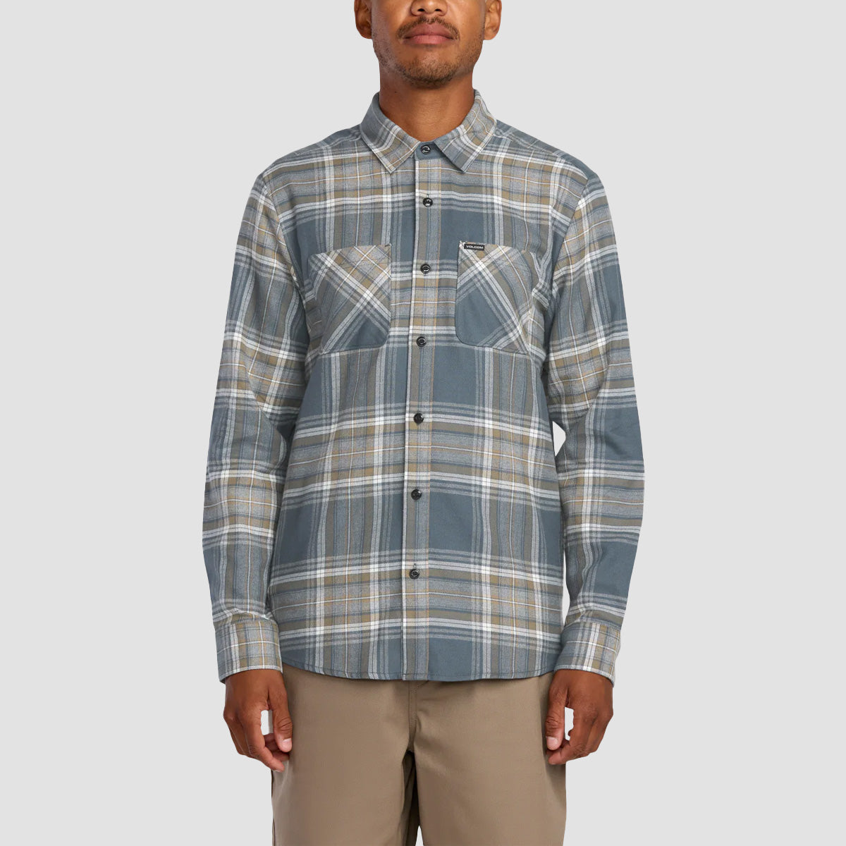 Volcom Netastone Flannel Longsleeve Shirt Dark Slate