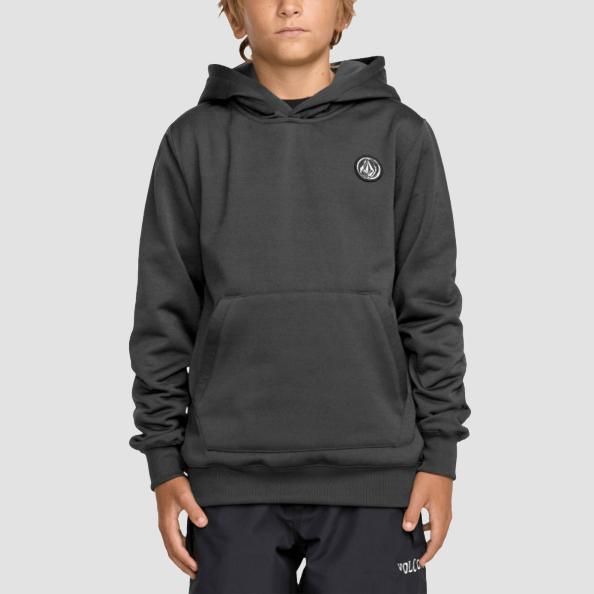 Volcom Scrap Stone Patch Hydro Snow Pullover Hoodie Dark Grey - Kids