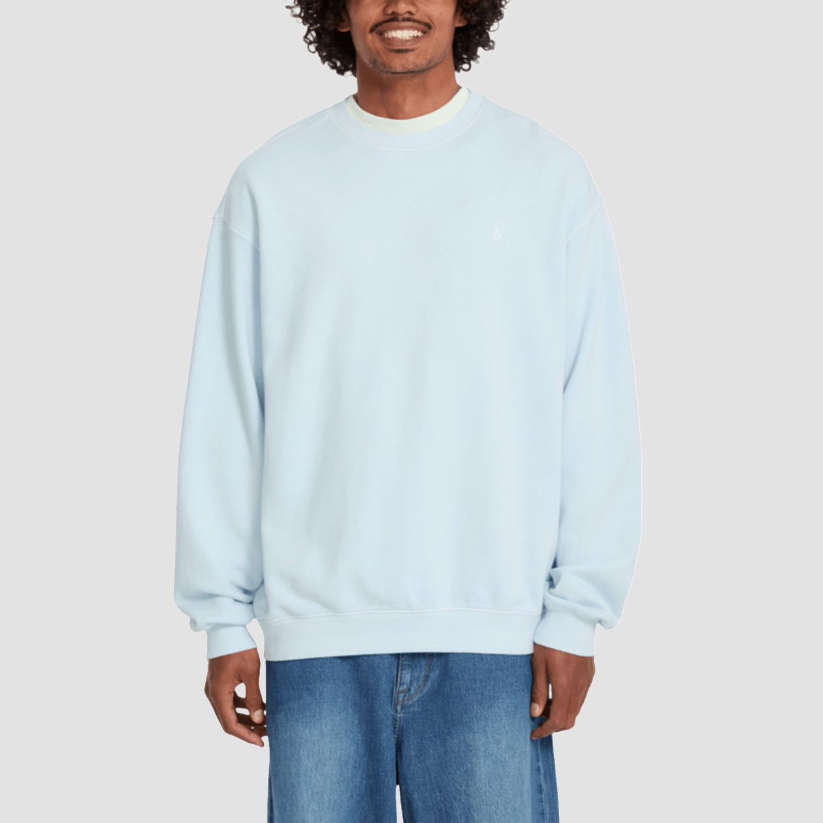 Volcom Single Stone Crew Sweatshirt Light Blue Acid