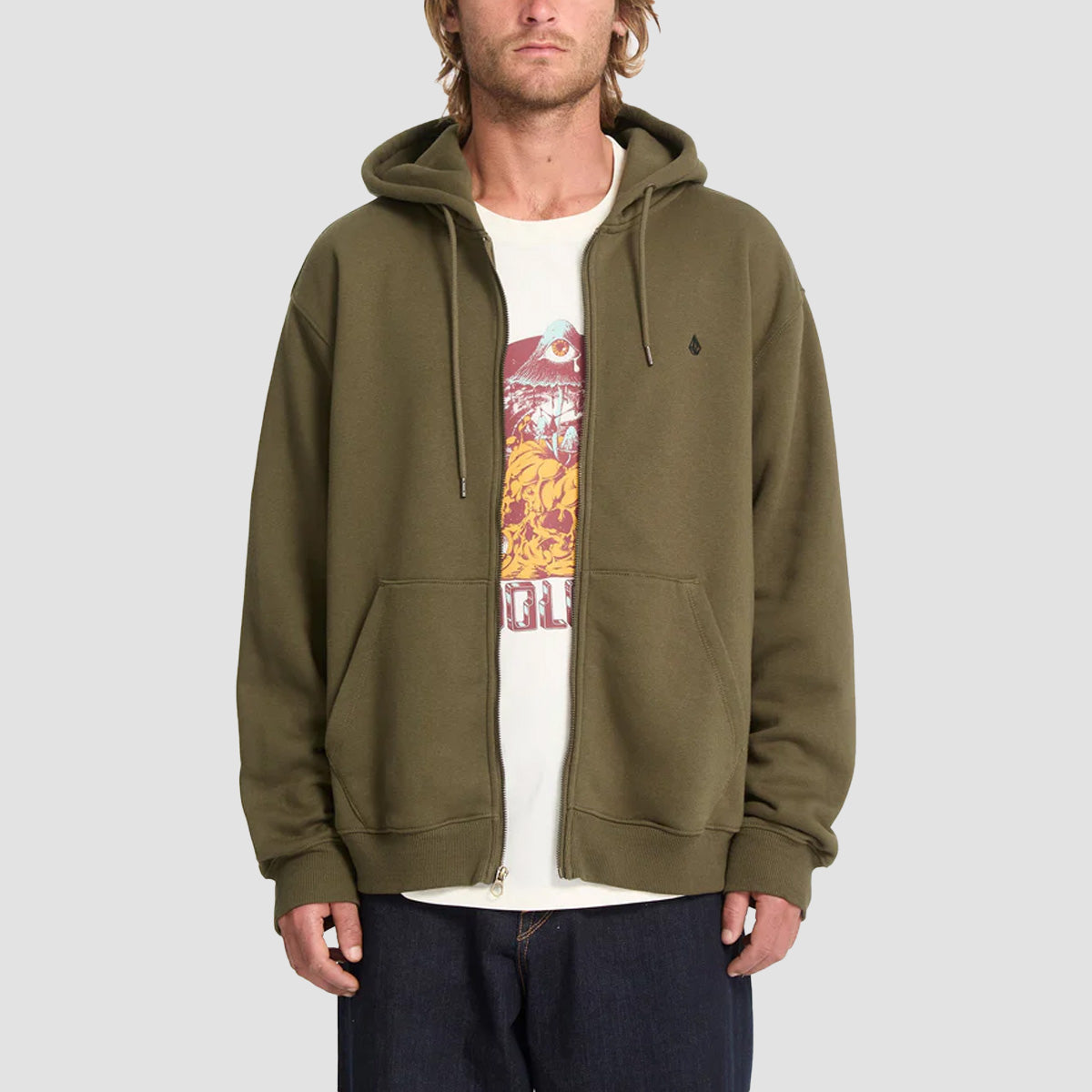 Volcom Single Stone Zip Hoodie Sage Leaf