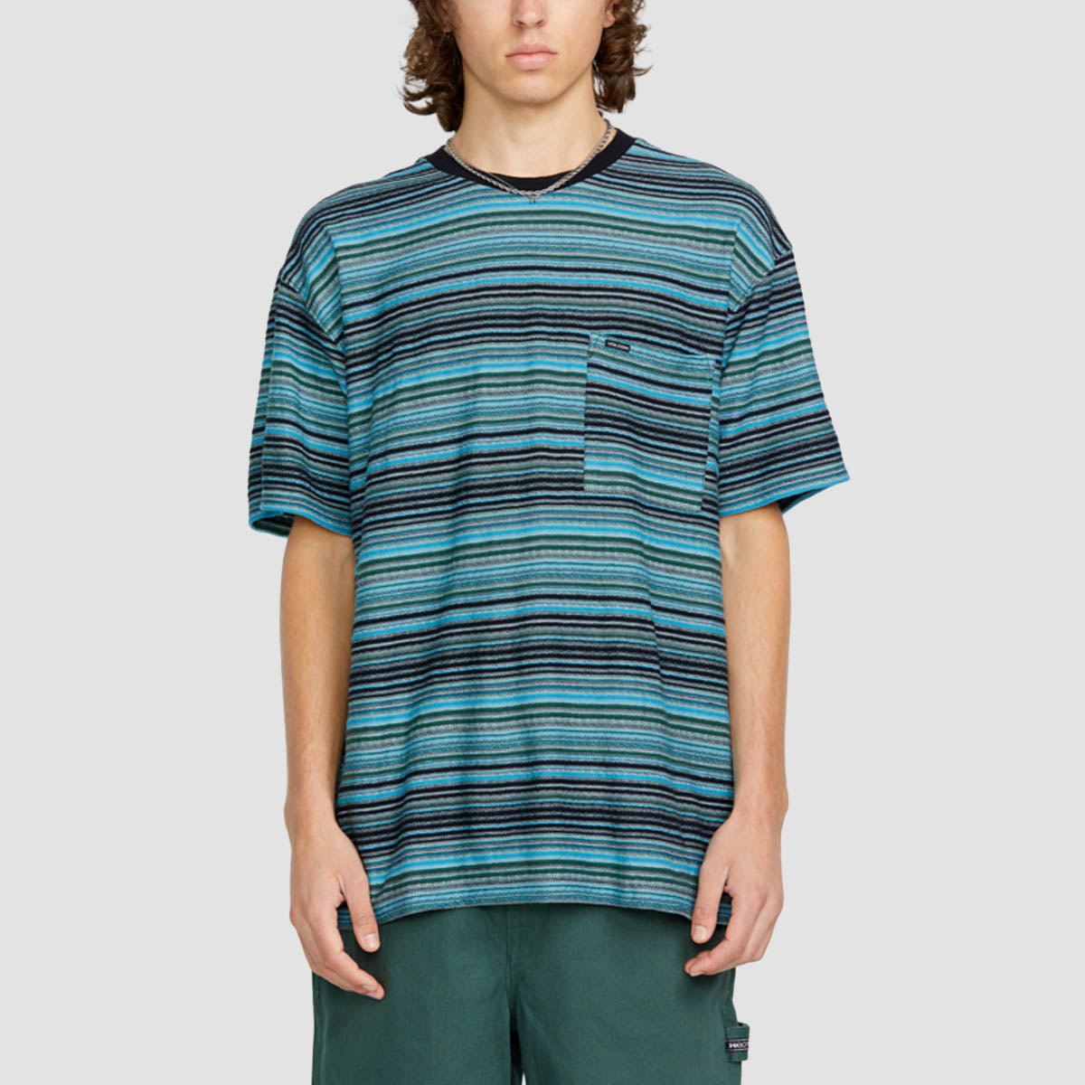 Volcom Slide Stone Crew T-Shirt Dark Black Heather