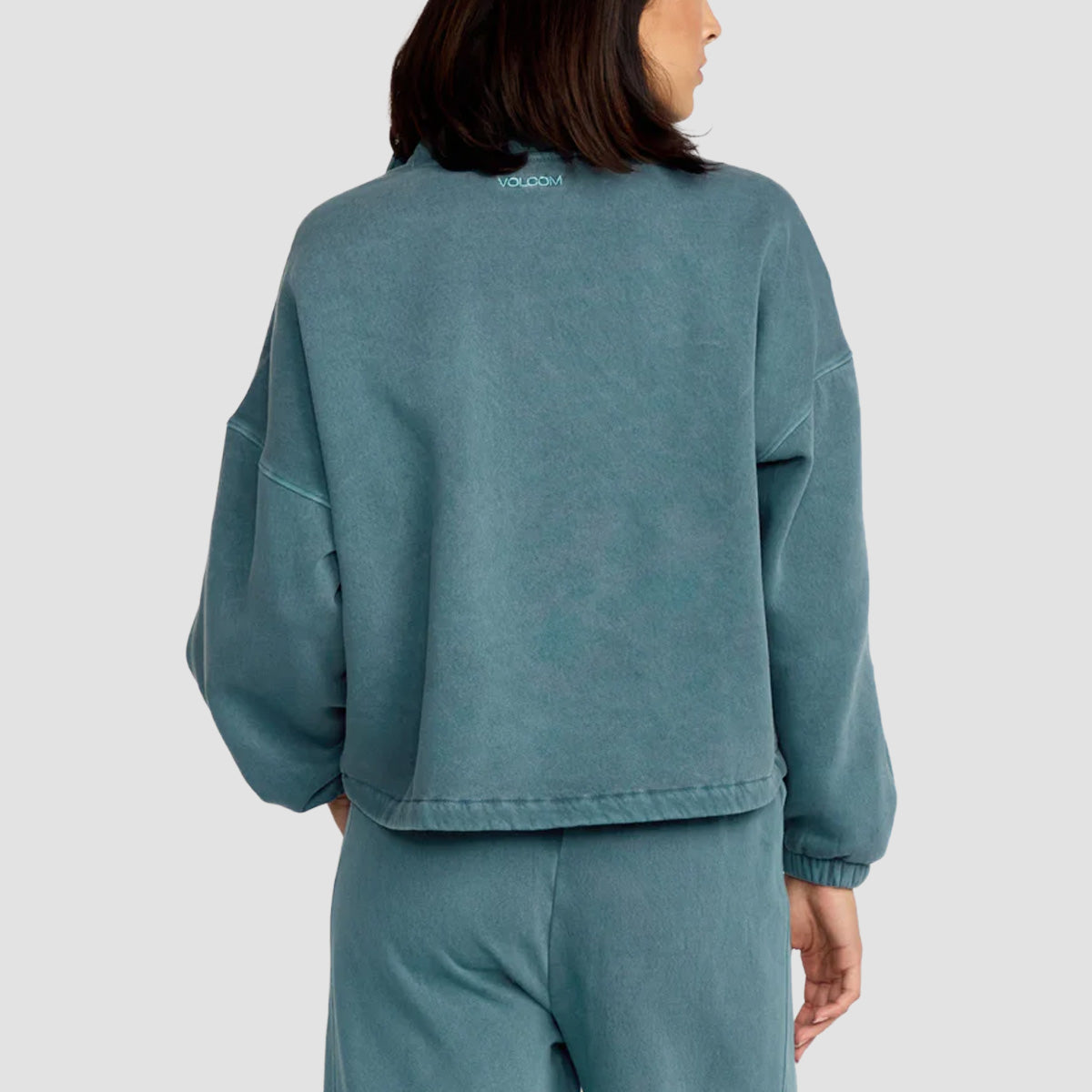 Volcom Stone Soft Quarter Zip Sweatshirt Emerald Green - Womens