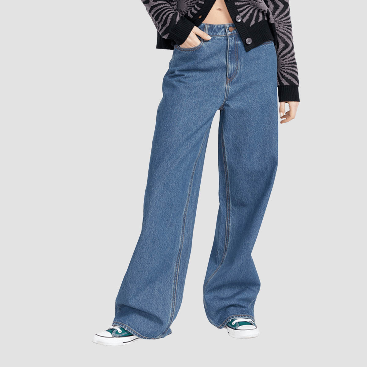 Volcom Stoned High Rise BF Jeans Indigo Ridge Wash - Womens