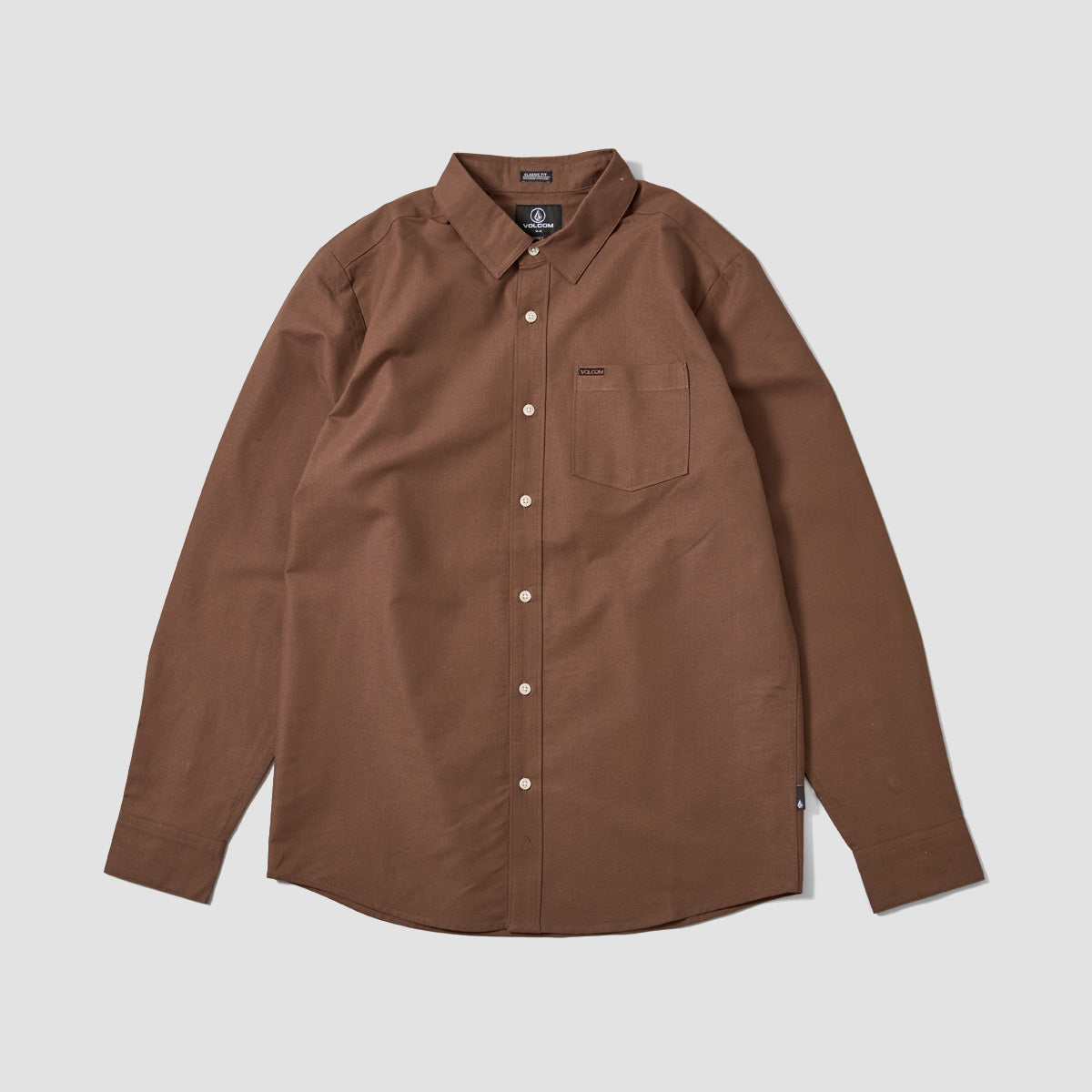 Volcom Veeco Oxford Longsleeve Shirt Brown Stone