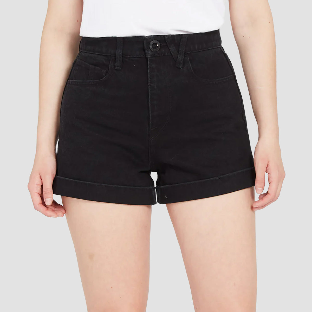 Volcom Weellow Denim Shorts Black - Womens