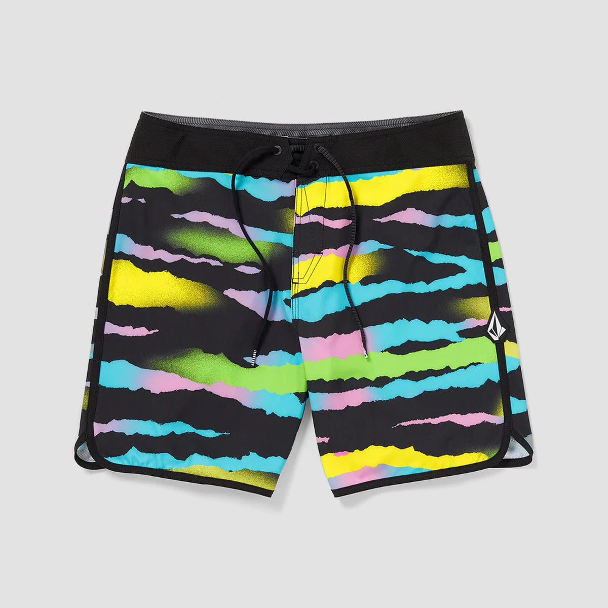 Volcom Zebra Shield Scallop Mod-Tech 18" Boardshorts Black