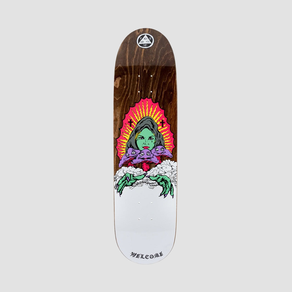 Welcome Mushroom Witch On Pysanka Skateboard Deck Various Stains - 8.5"