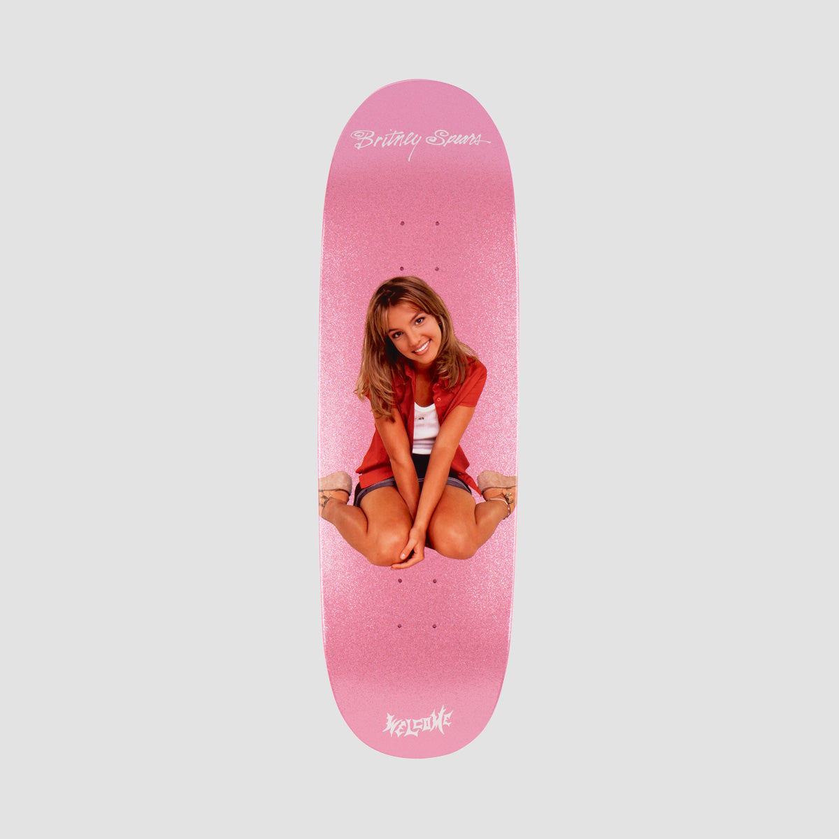 Welcome X Britney Sprears Baby One More Time On Boline 2.0 Skateboard Deck Pink Glitter - 9.5"