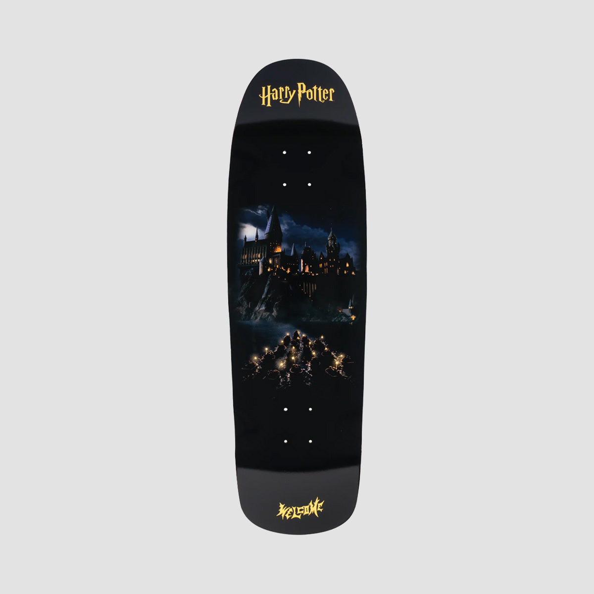 Welcome X Harry Potter Arrival on Slappy Slap Skateboard Deck Black/Gold Foil - 9.5"