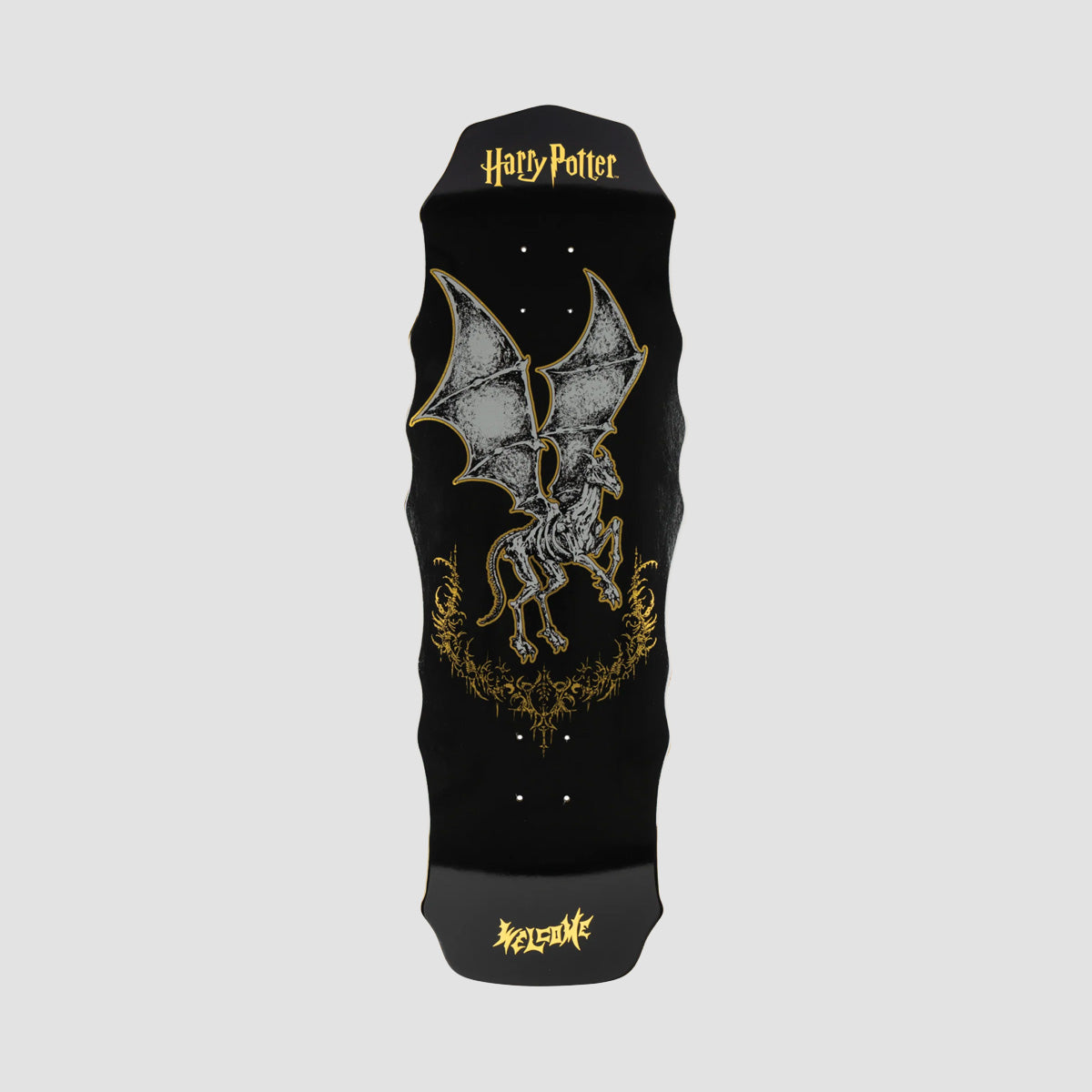 Welcome X Harry Potter Thestral on Widow Skateboard Deck Black/Gold Foil - 10"