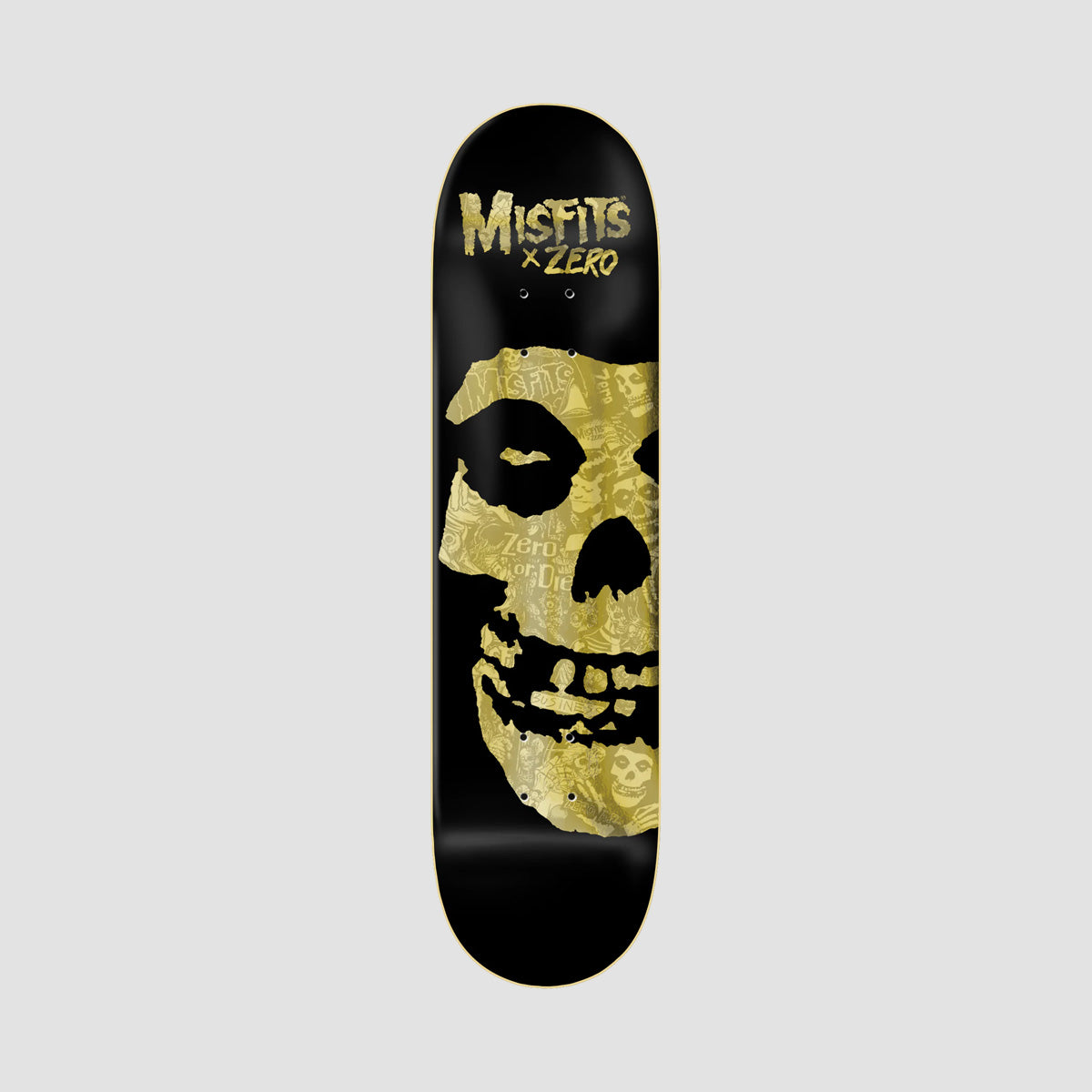 Zero Misfits Fiend Skull Collage Skateboard Deck Gold Foil - 8.25"