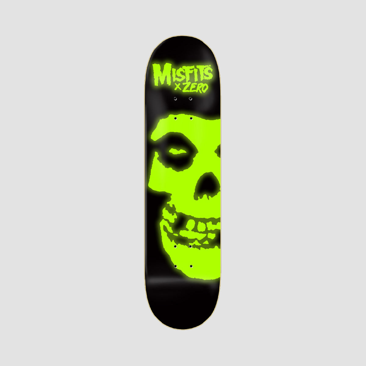 Zero Misfits Fiend Skull Skateboard Deck Glow In The Dark - 8.25"