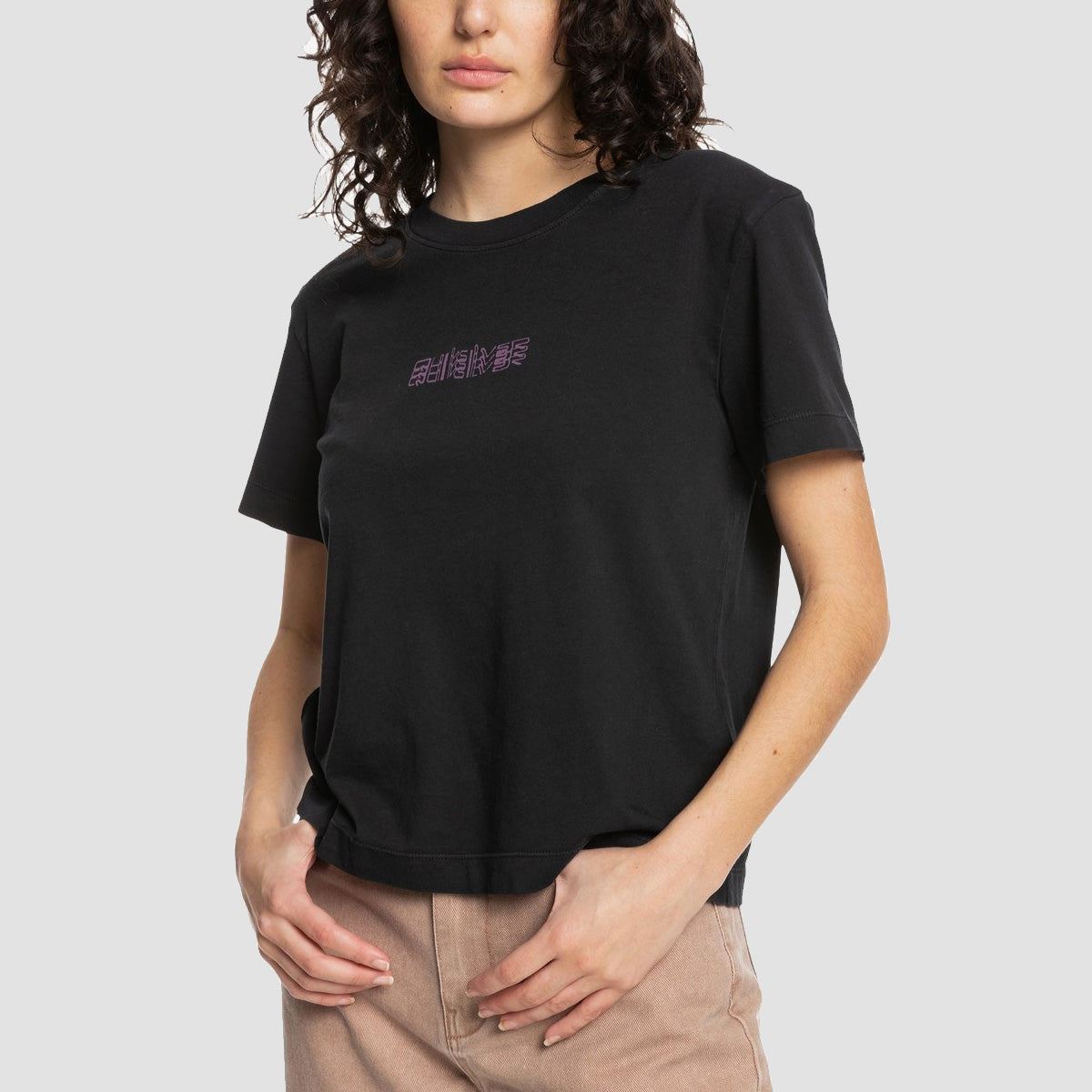 Quiksilver Painted Love Crop Organic T-Shirt Black - Womens