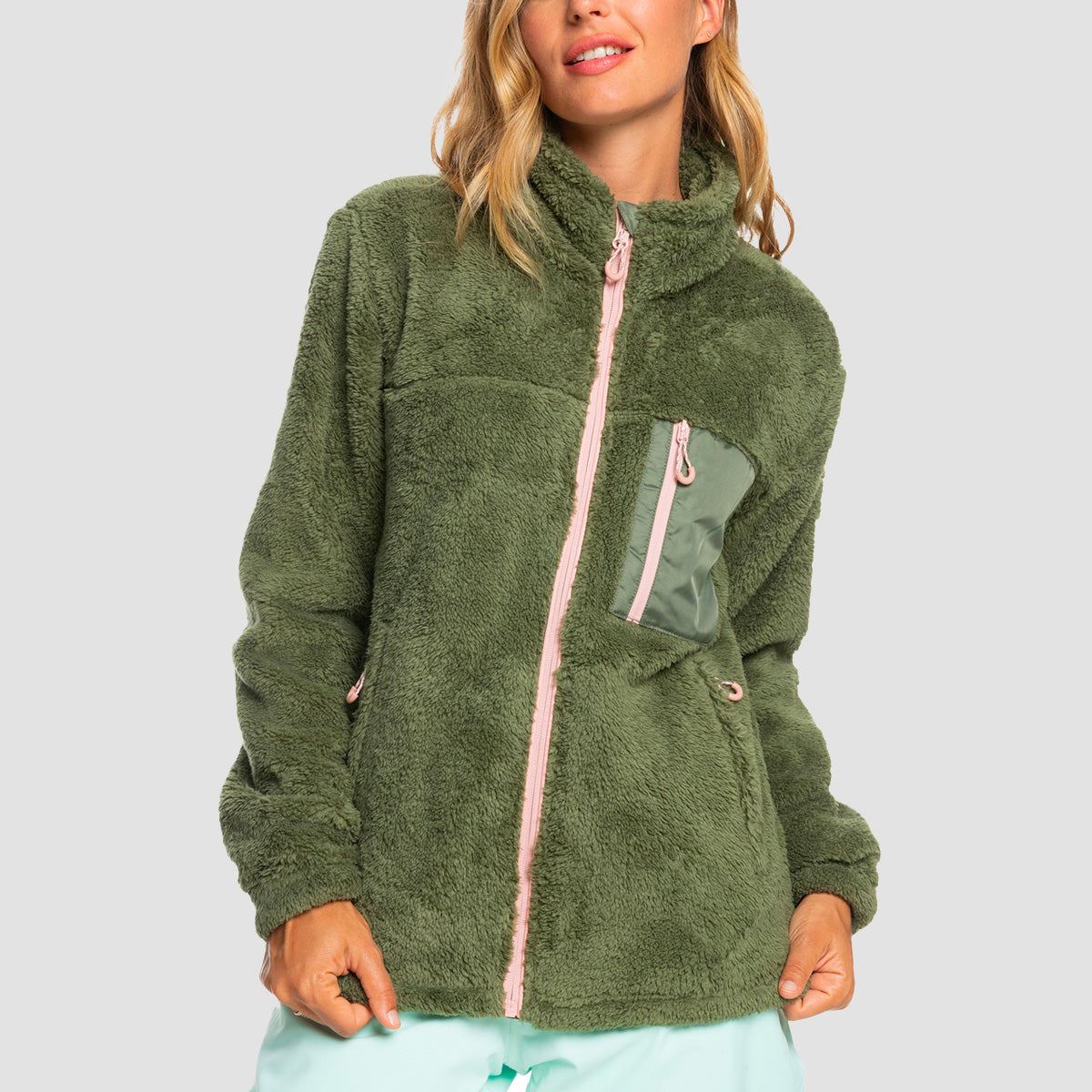 Roxy Alabama Zip Up Fleece Deep Lichen Green - Womens