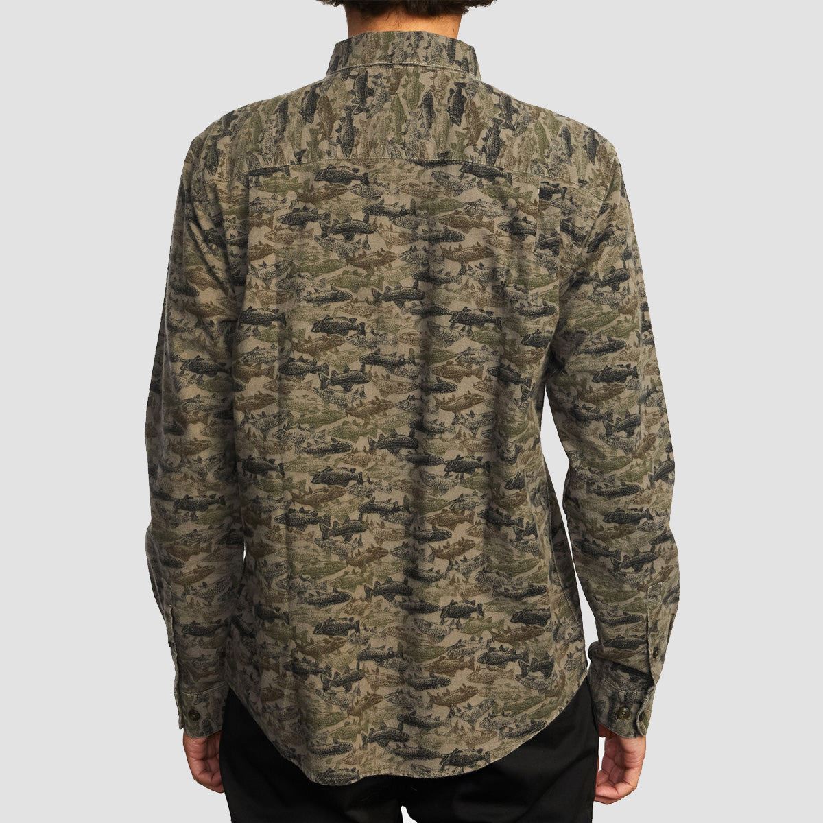 RVCA Ben Horton Fish Flannel Longsleeve Shirt Camo