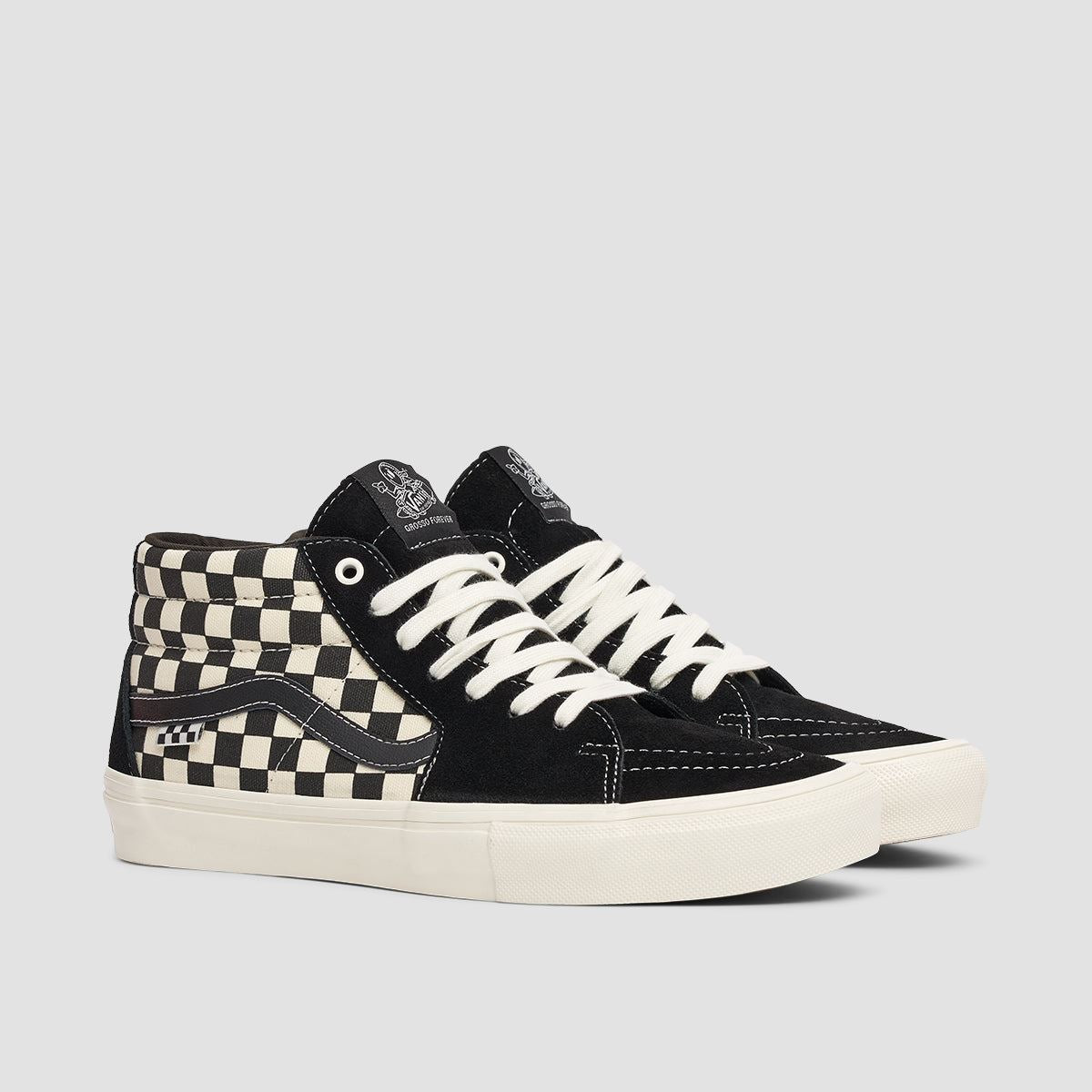 Vans Skate Grosso Mid Shoes - Checkerboard Black/Marshmallow