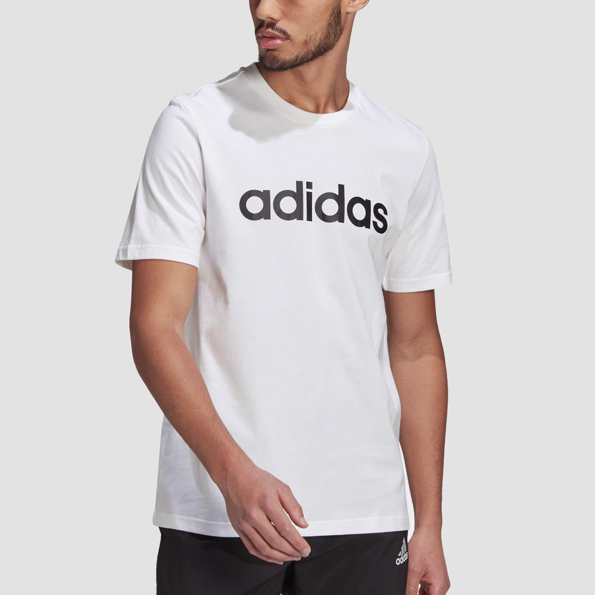 adidas Essentials Embroidered Linear Logo Tee White/Black