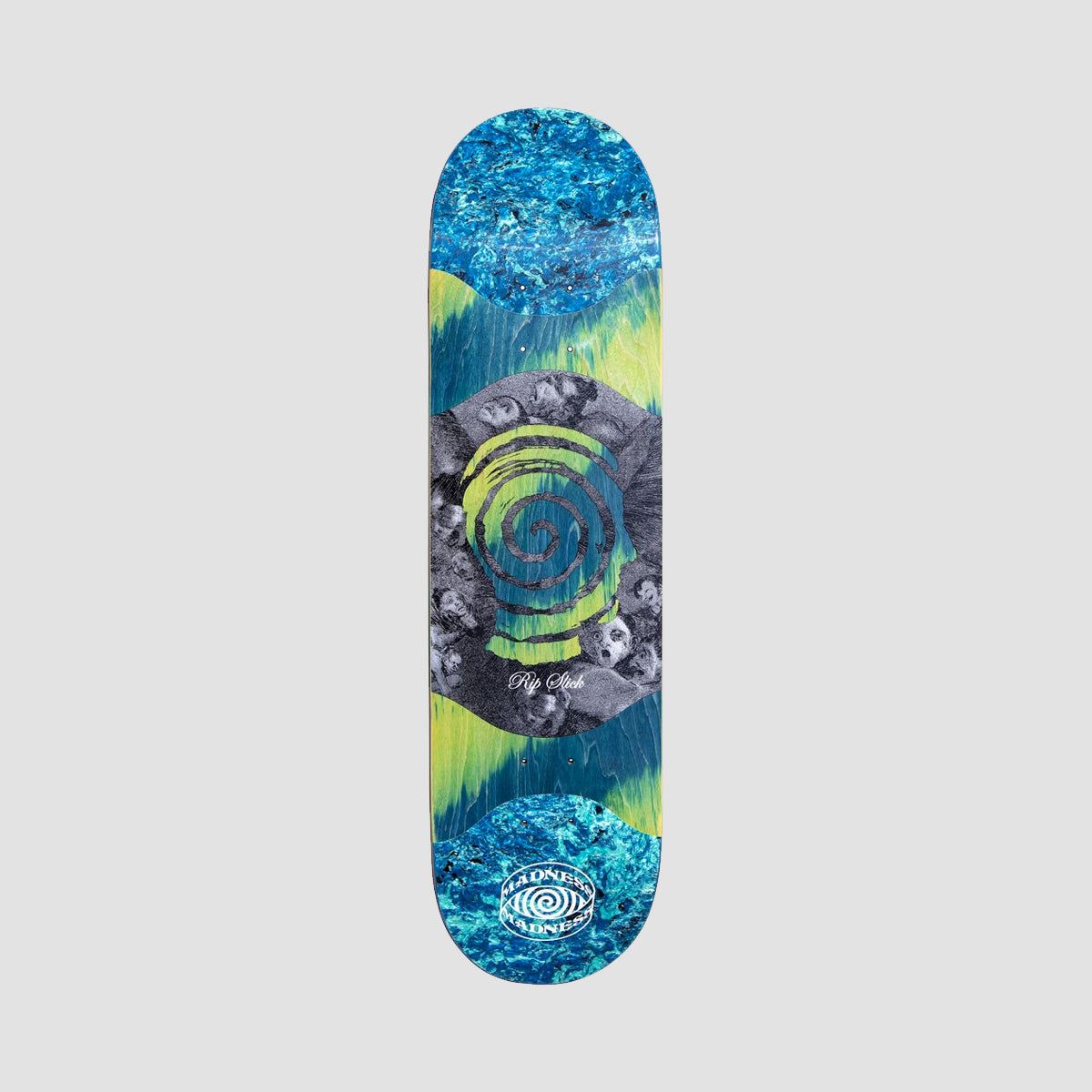 Madness Voices R7 Rip Slick On Tail and Nose Skateboard Deck Blue/Green - 8.125"
