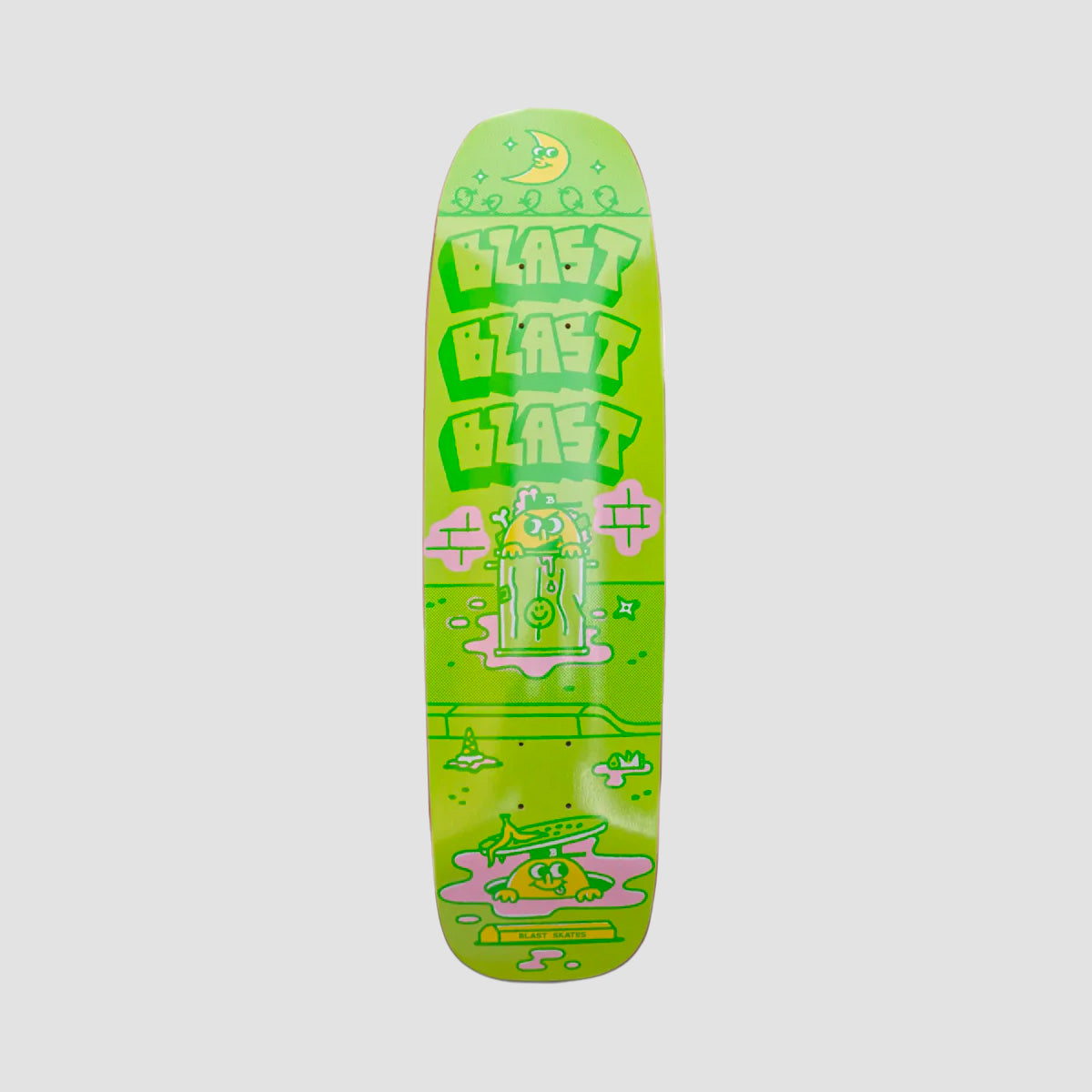 Blast Skates Wild In The Streets Shaped Skateboard Deck Fluorescent Print - 8.7"