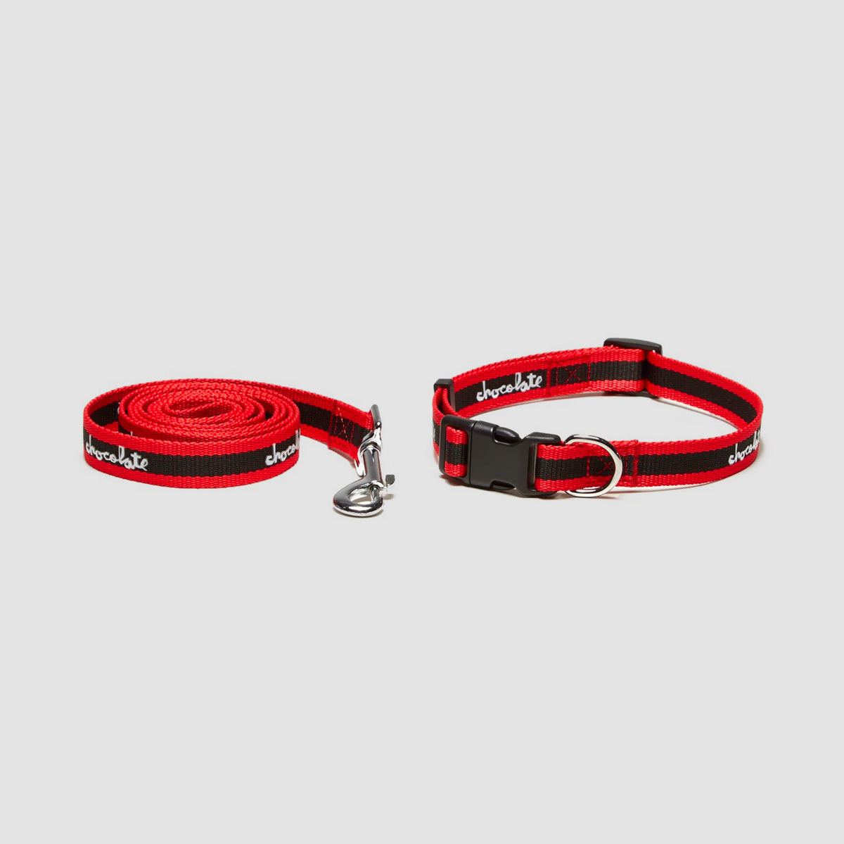 Chocolate Dog Collar and Leash Black/Red