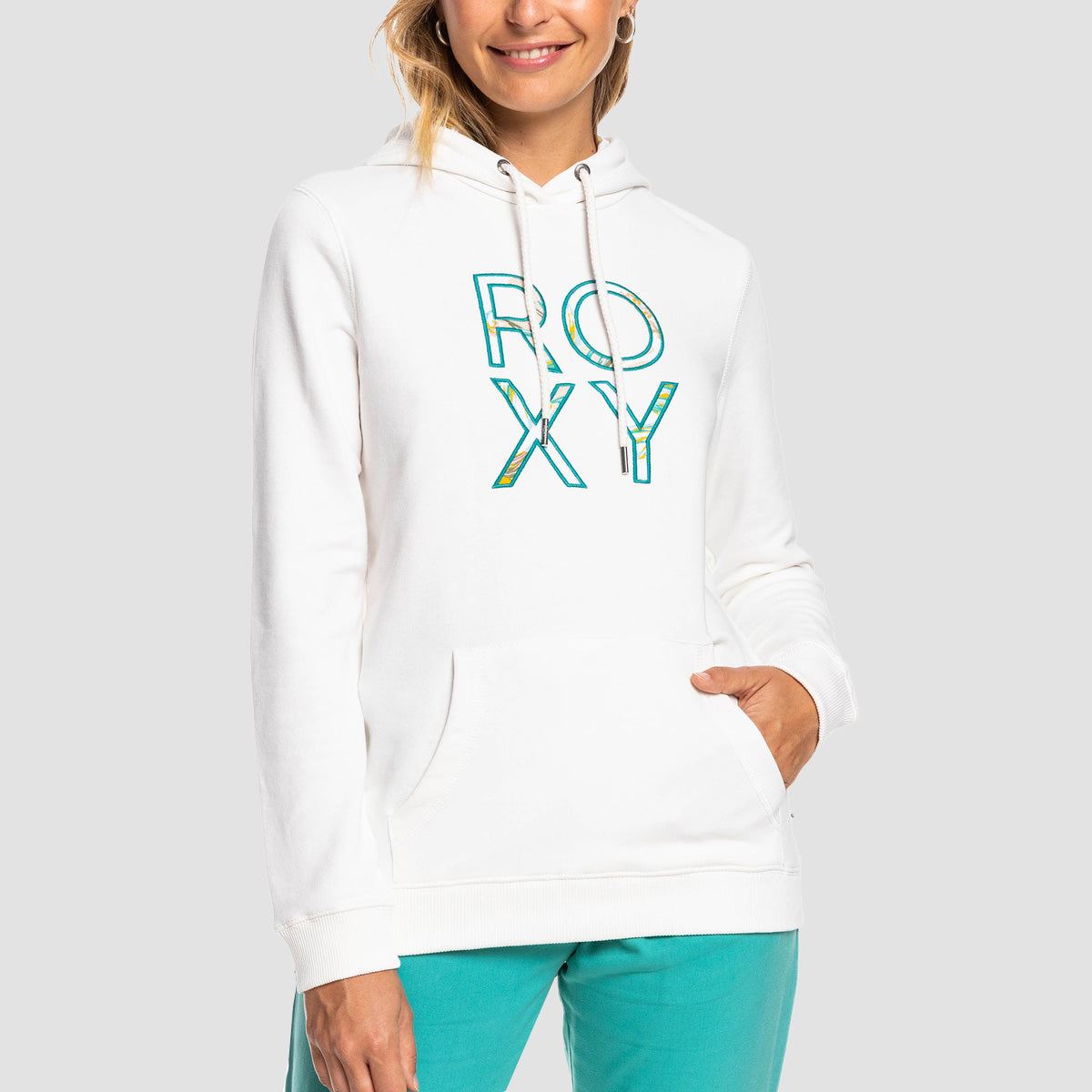 Roxy Right On Time Pullover Hoodie Snow White - Womens