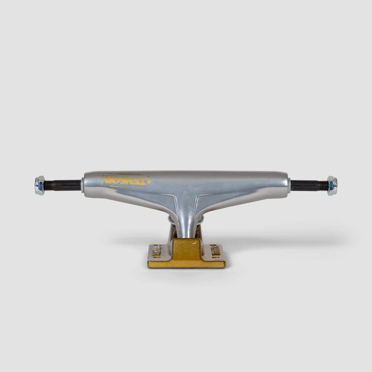 Tensor Aluminum Stencil Mirror 5.5 Skateboard Trucks 1 Pair Raw/Gold Fade - 8.125"