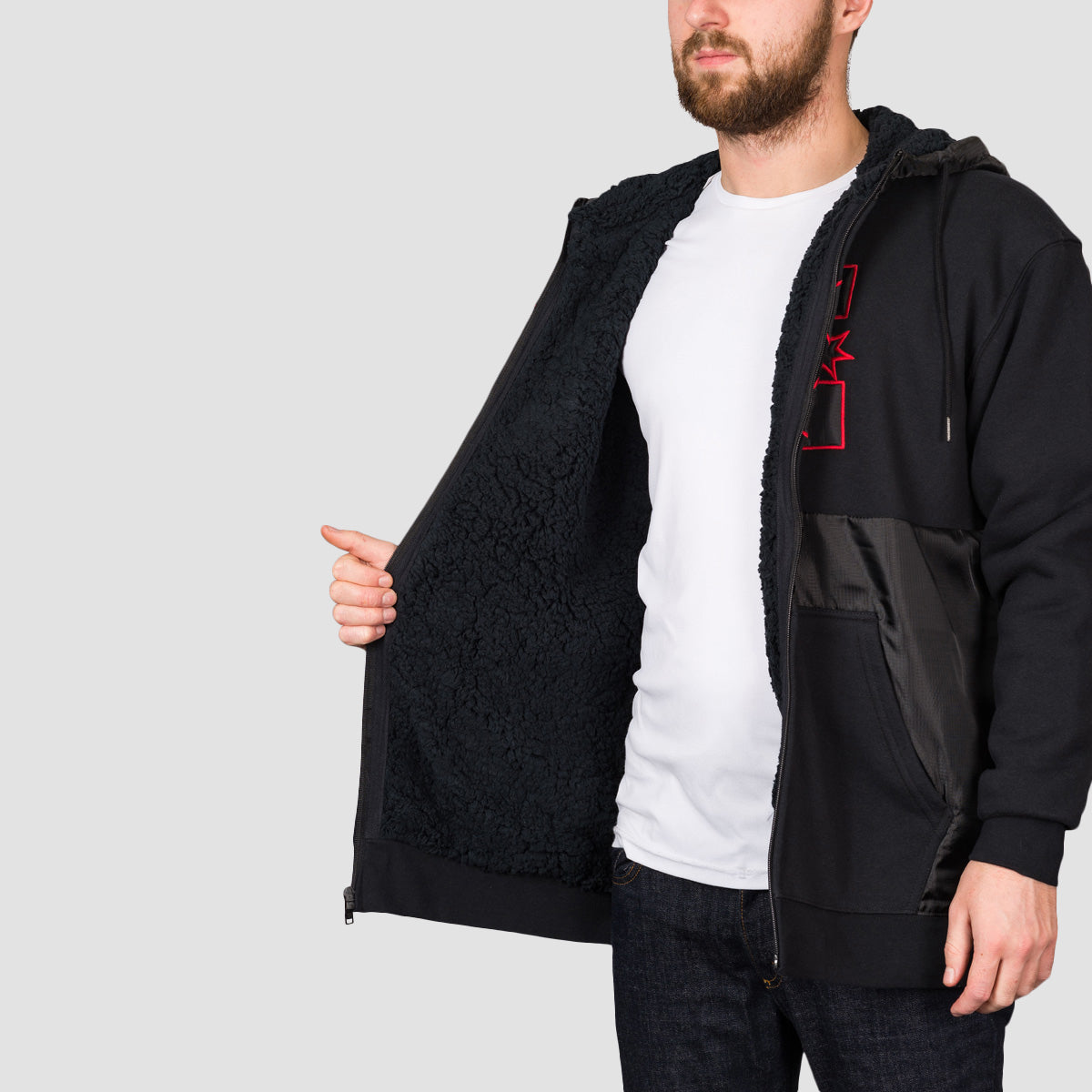 DC Sherpa Star Zip Hoodie Black