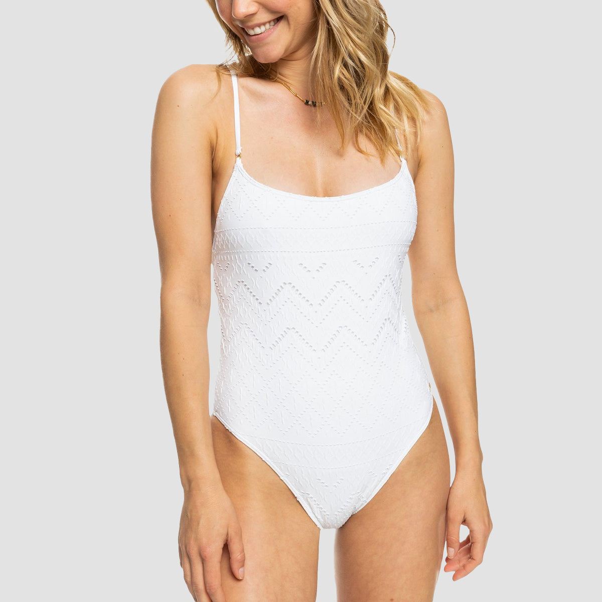 Roxy Quiet Beauty One-Piece Swimsuit Bright White - Womens