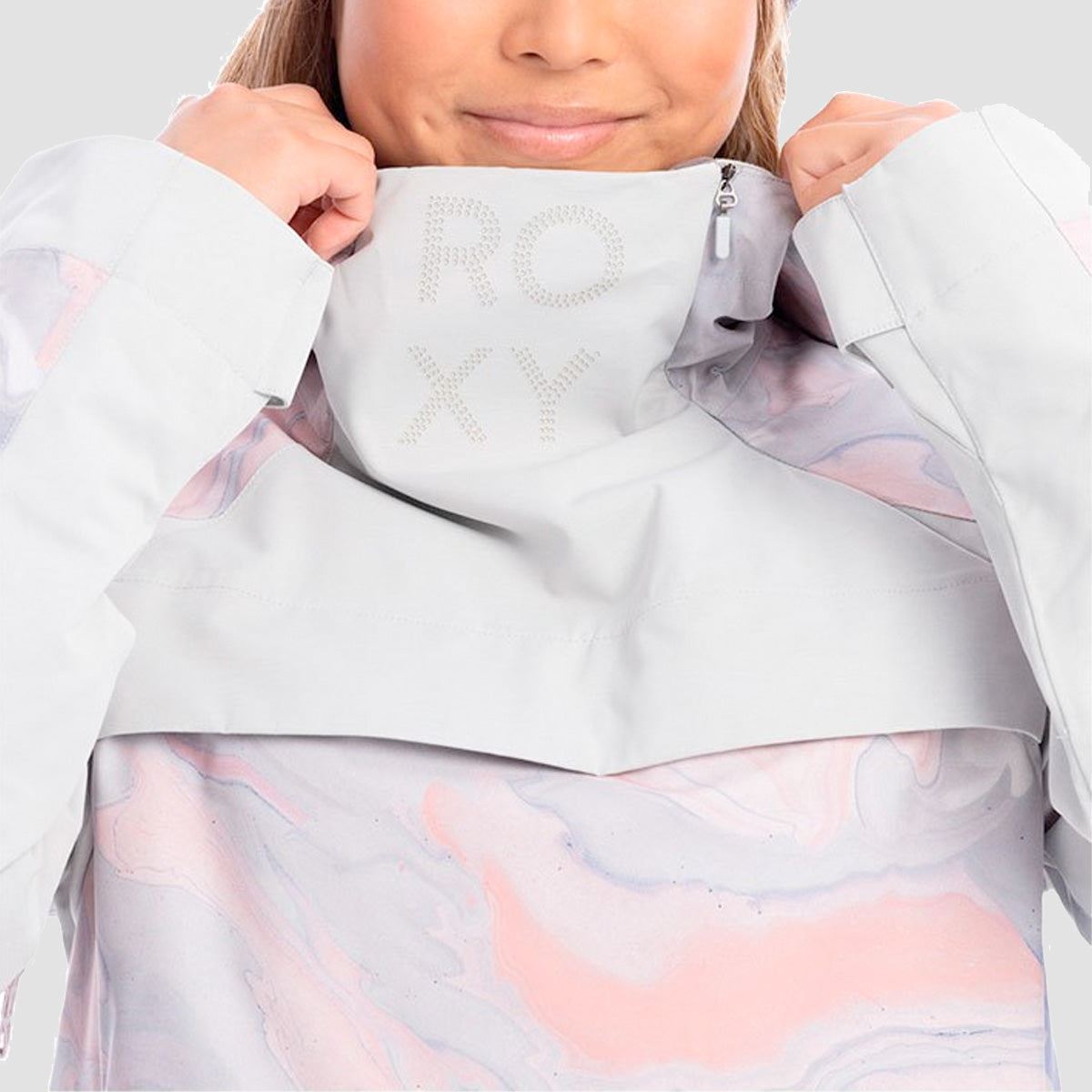 Roxy Chloe Kim Pullover Snow Jacket Grey Violet Marble - Womens
