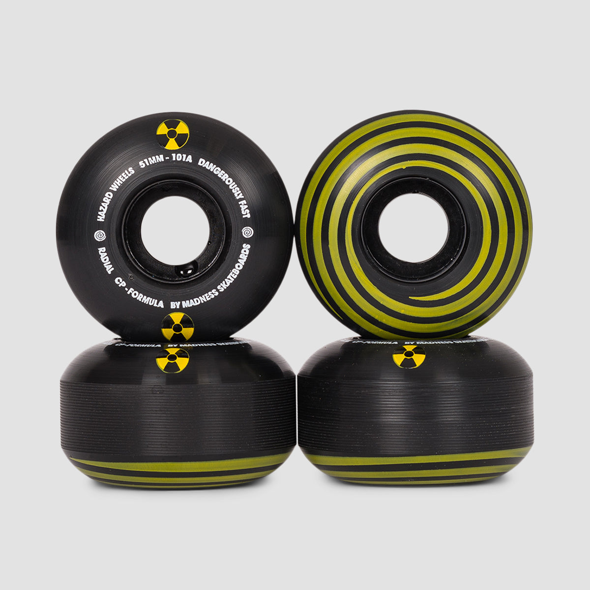 Hazard Swirl CP Radial 101A Skateboard Wheels Black 51mm