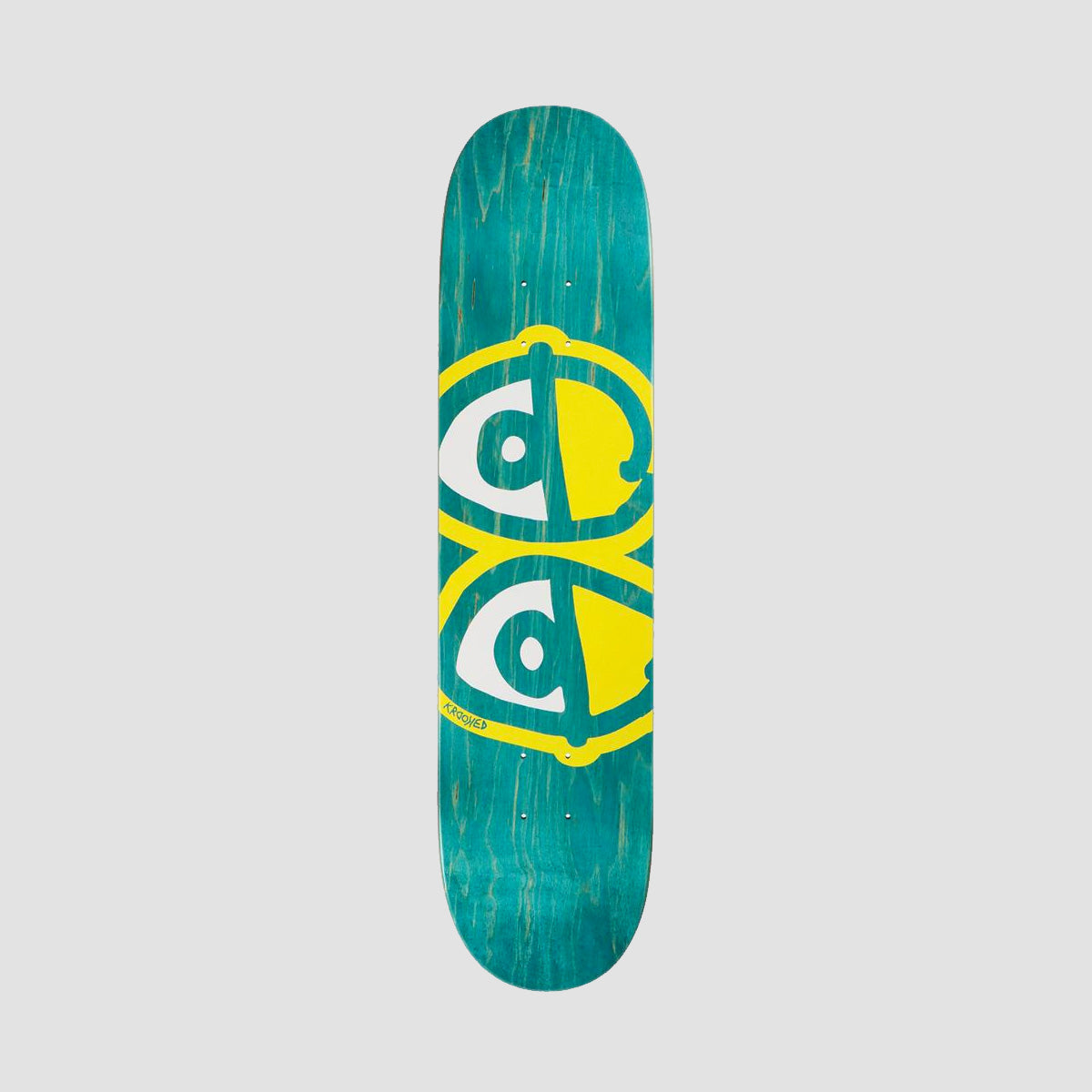 Krooked Team Eyes Yellow Skateboard Deck Various stains - 8.38"