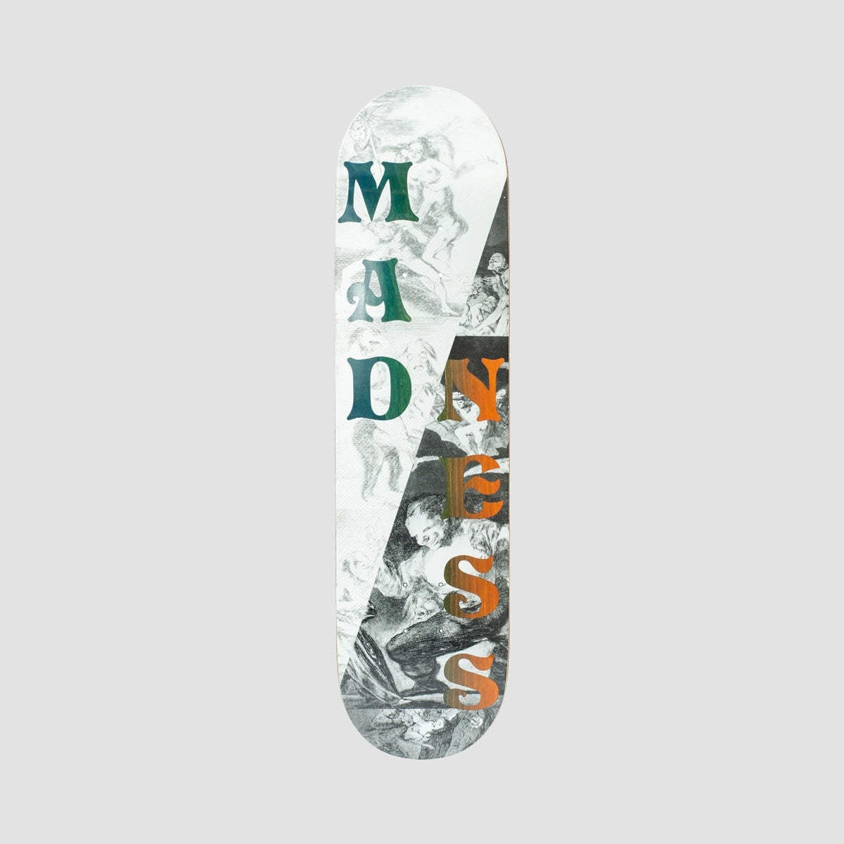 Madness Split Overlap R7 Skateboard Deck Black/White - 8"