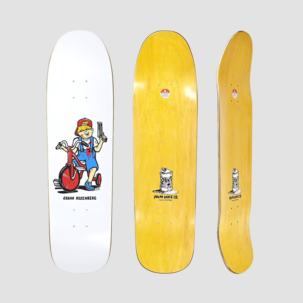 Polar Oskar Rozenberg Tricycle Skateboard Deck 1991 JR - 8.65"