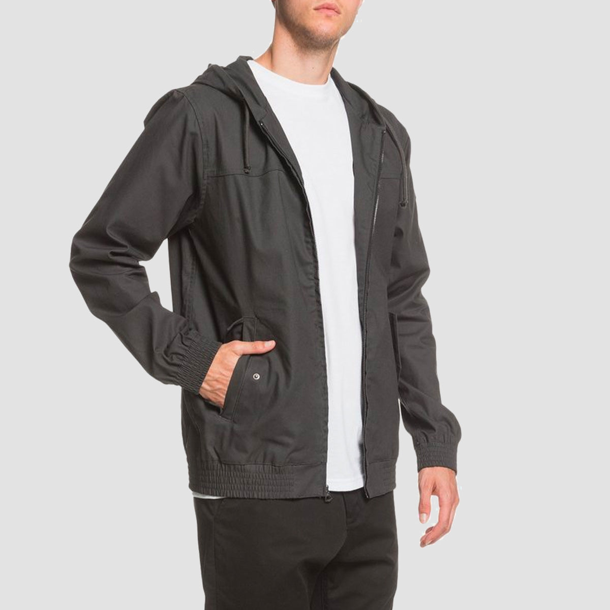 Quiksilver Brooks Unlined Hooded Canvas Jacket Tarmac