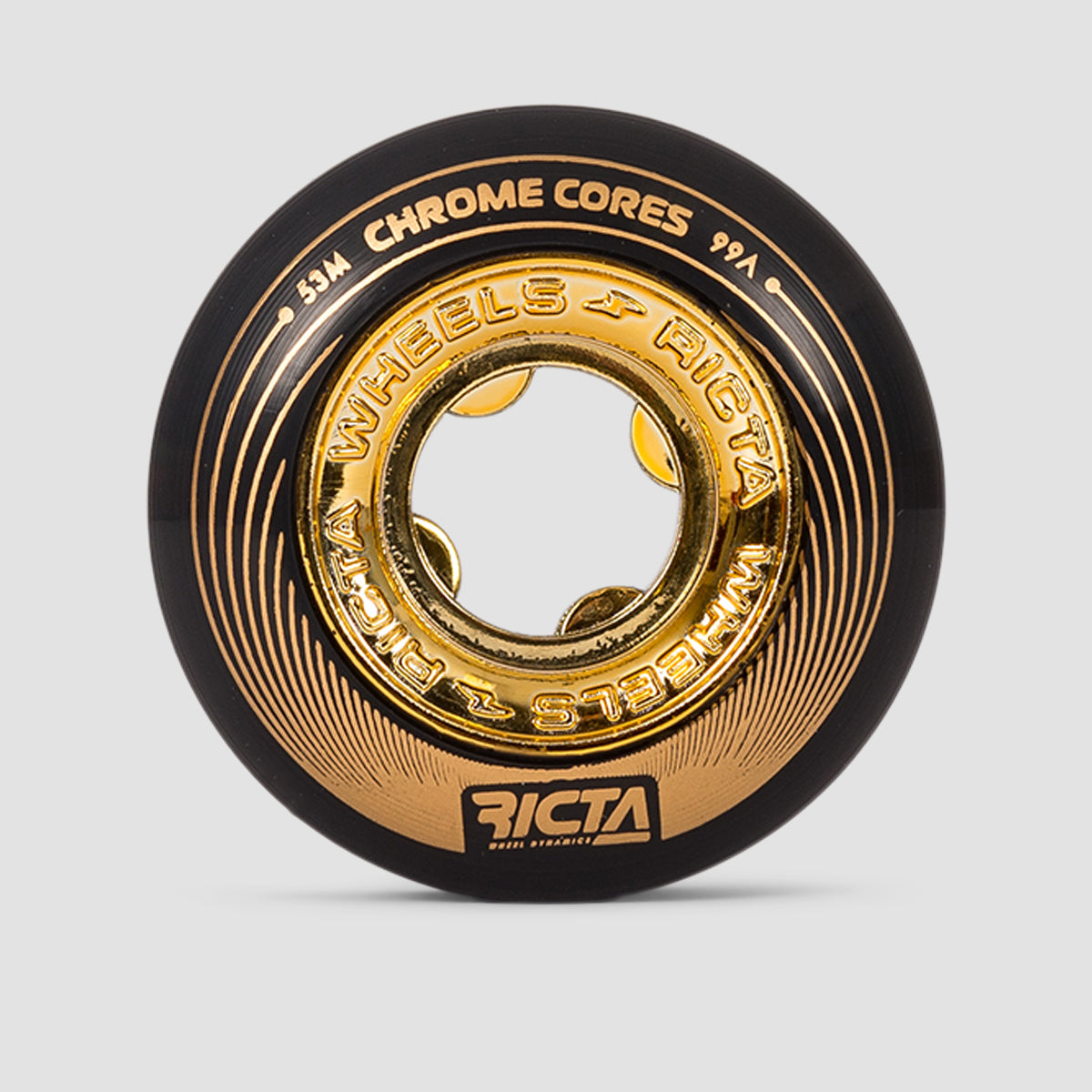 Ricta Chrome Core 99a Skateboard Wheels Black/Gold 53mm