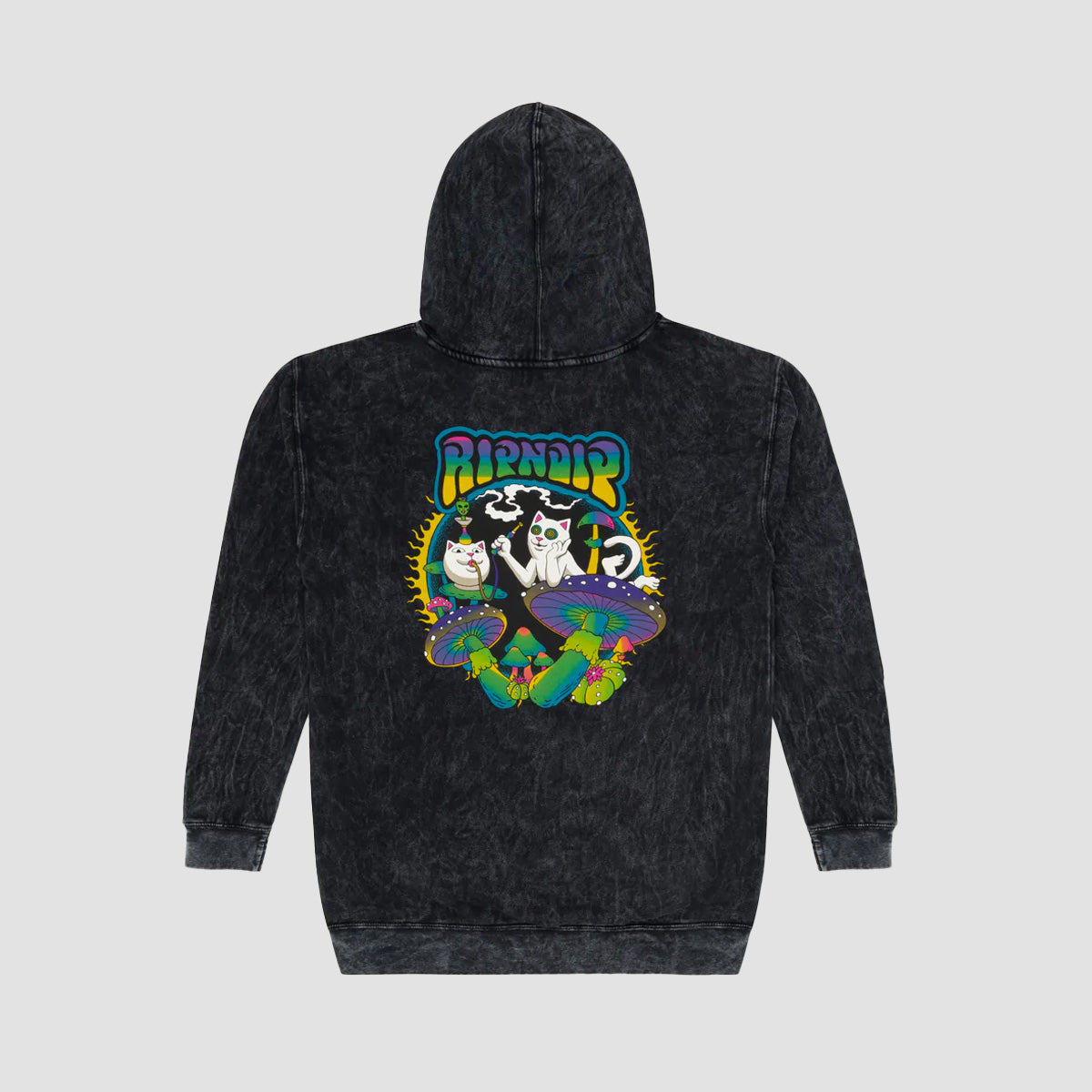 Ripndip Psychedelic Garden Pullover Hoodie Black Mineral Wash Medium Black Mineral Wash