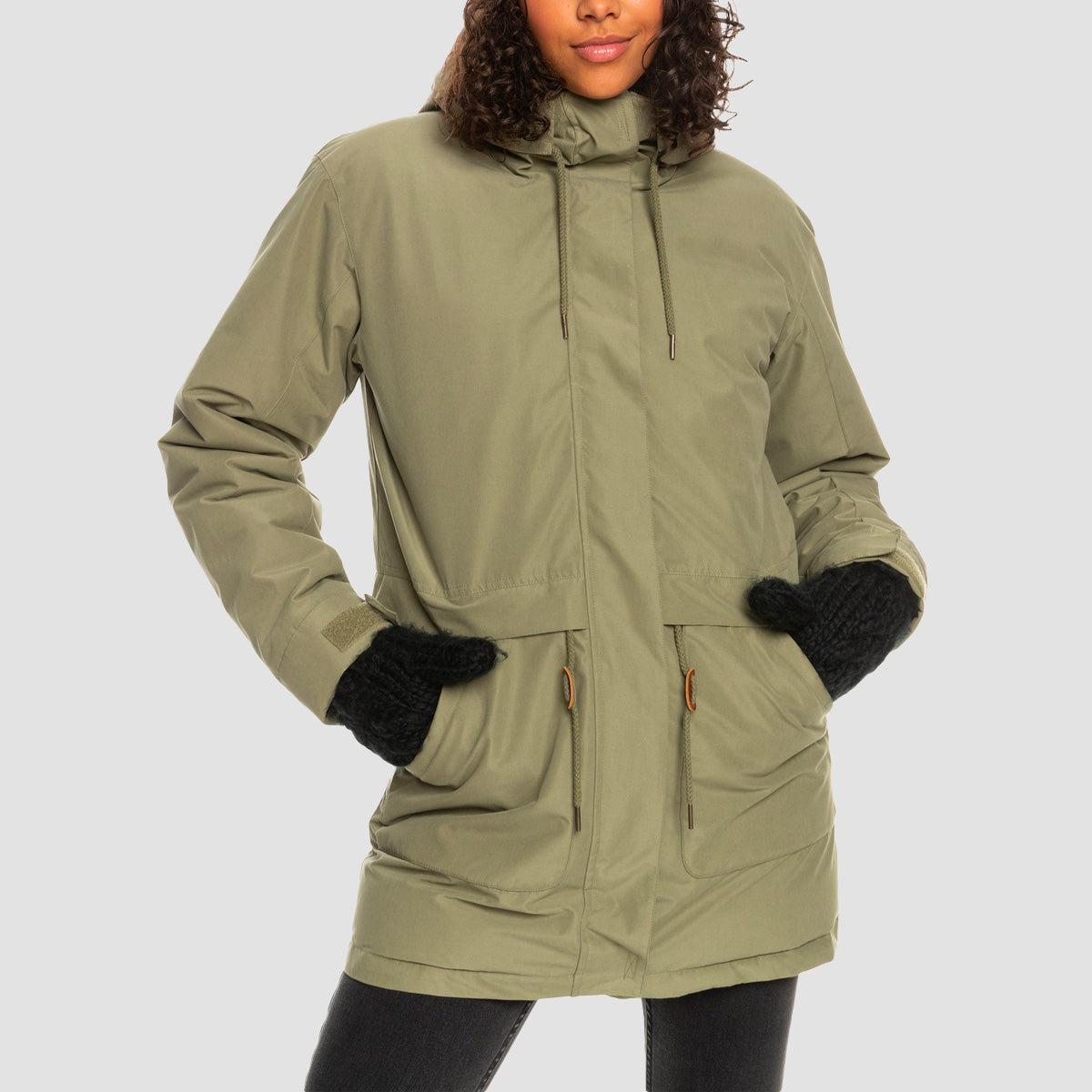 Roxy Dawn View Insulated Hooded 5K Jacket Deep Lichen Green - Womens