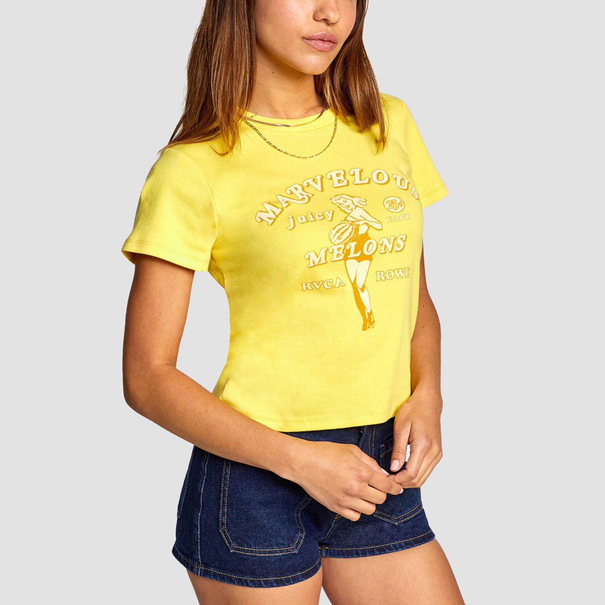RVCA Camille Rowe Marvellous Melons T-Shirt Yellow Fade - Womens
