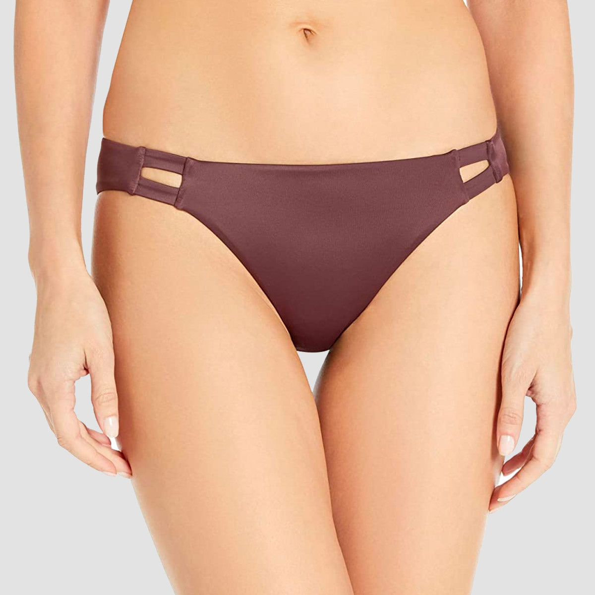 RVCA Solid Tab Front Medium Bikini Bottoms Fudge - Womens