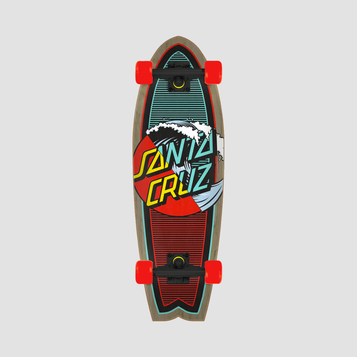 Santa Cruz Classic Wave Splice Shark Cruiser Skateboard Red/Grey - 27.7"
