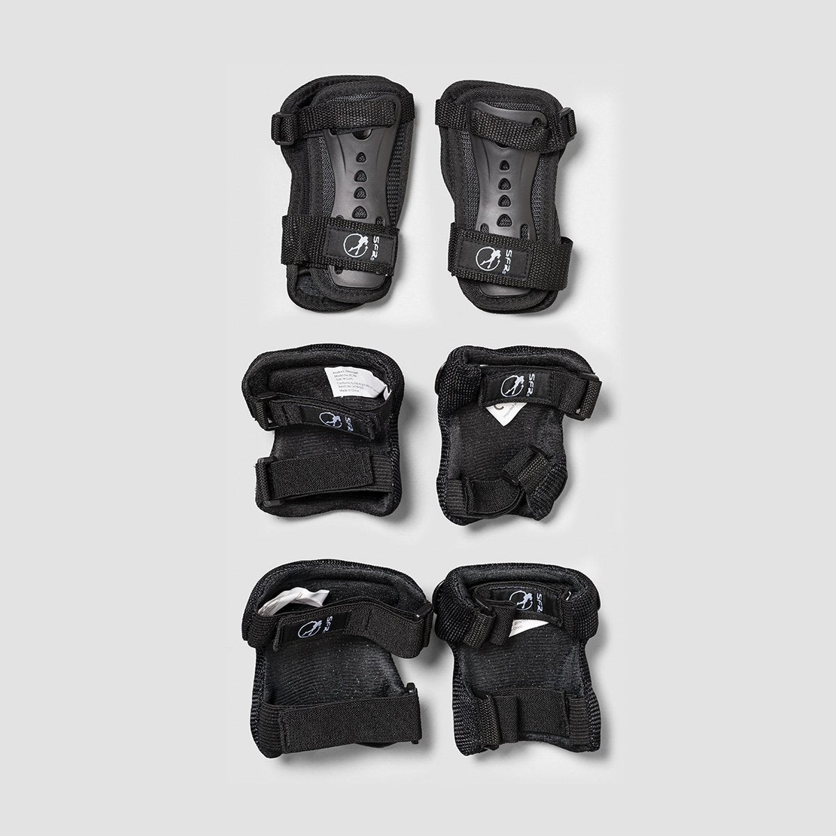 SFR Essential Triple Pad Set Black/Red - Kids - Safety Gear