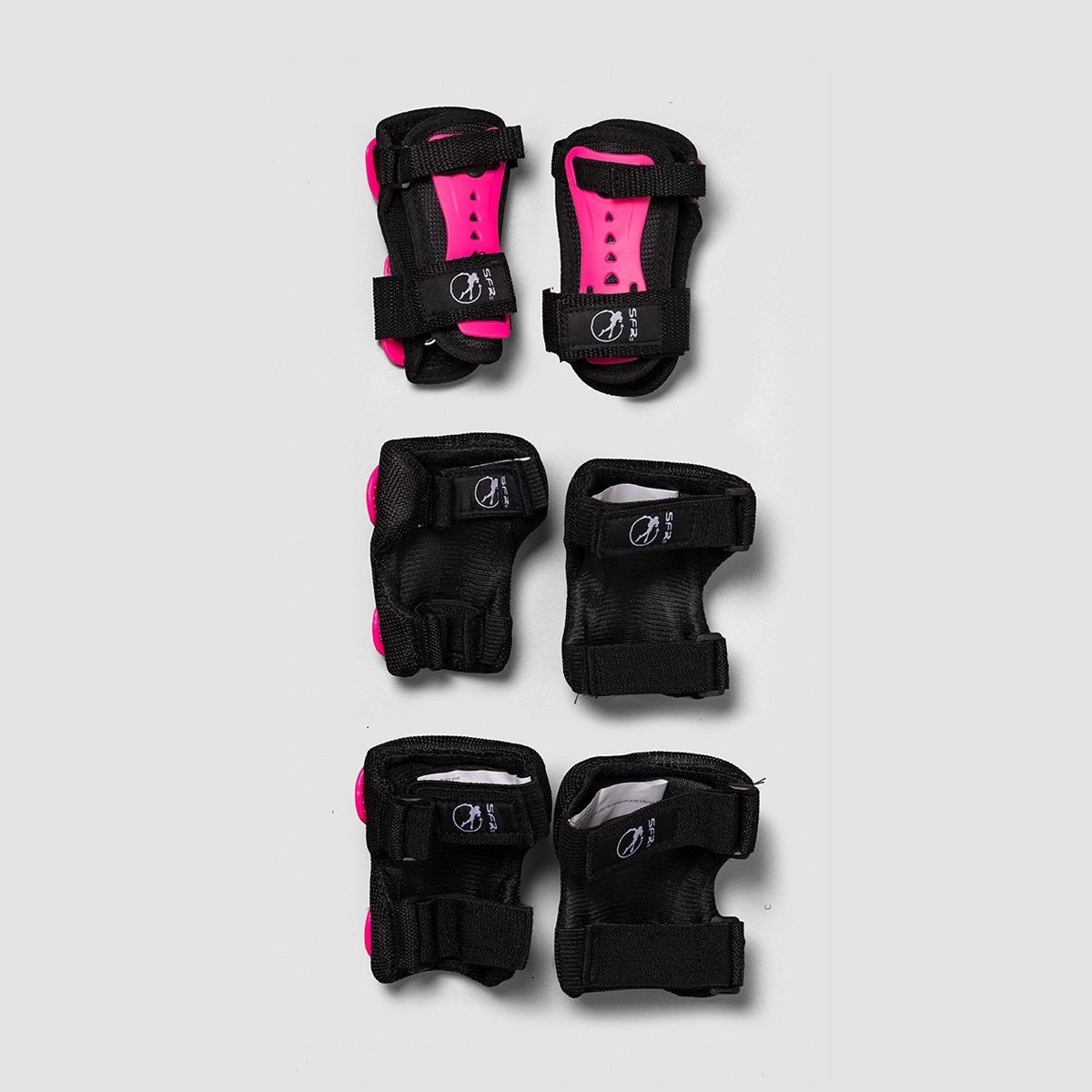 SFR Essential Triple Pad Set Pink/Black - Kids - Safety Gear