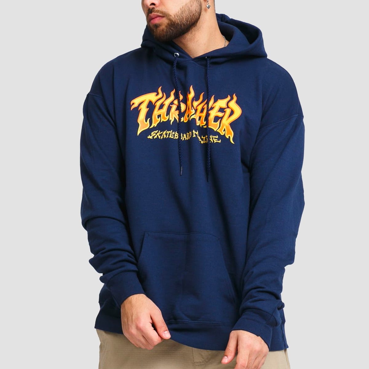 Thrasher Fire Logo Pullover Hoodie Navy