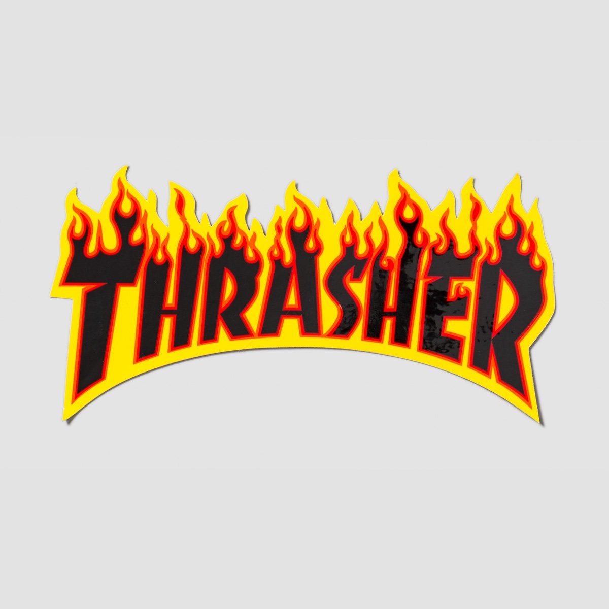 Thrasher Flame Logo Large Sticker Black/Yellow 260mm x 135mm - Skateboard