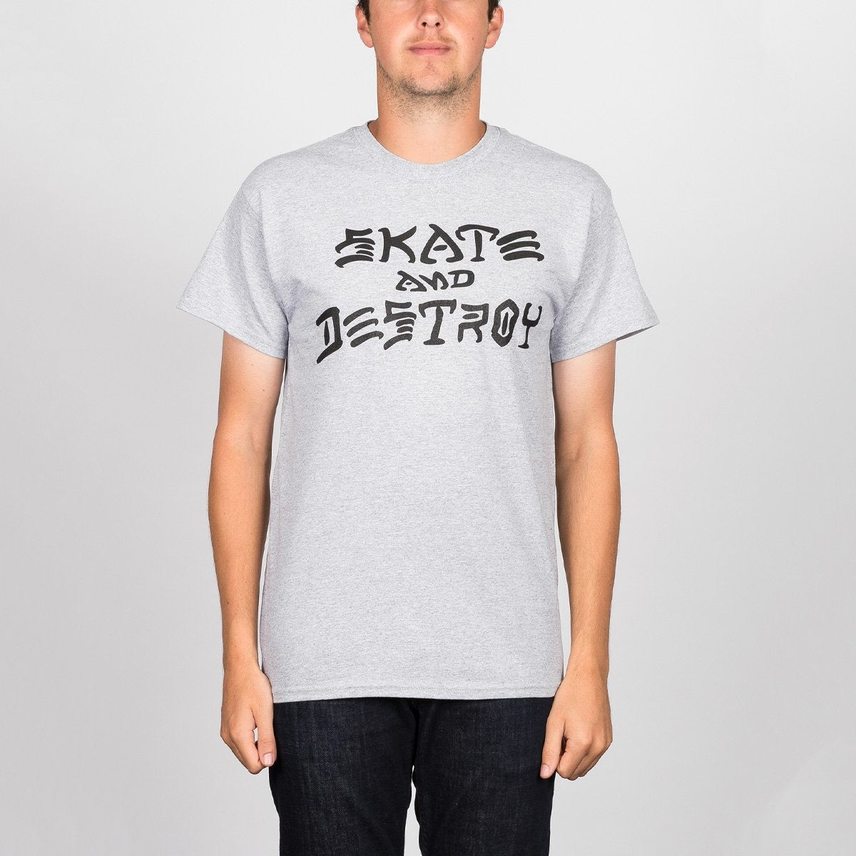 Thrasher Skate And Destroy Tee Heather Grey - Clothing
