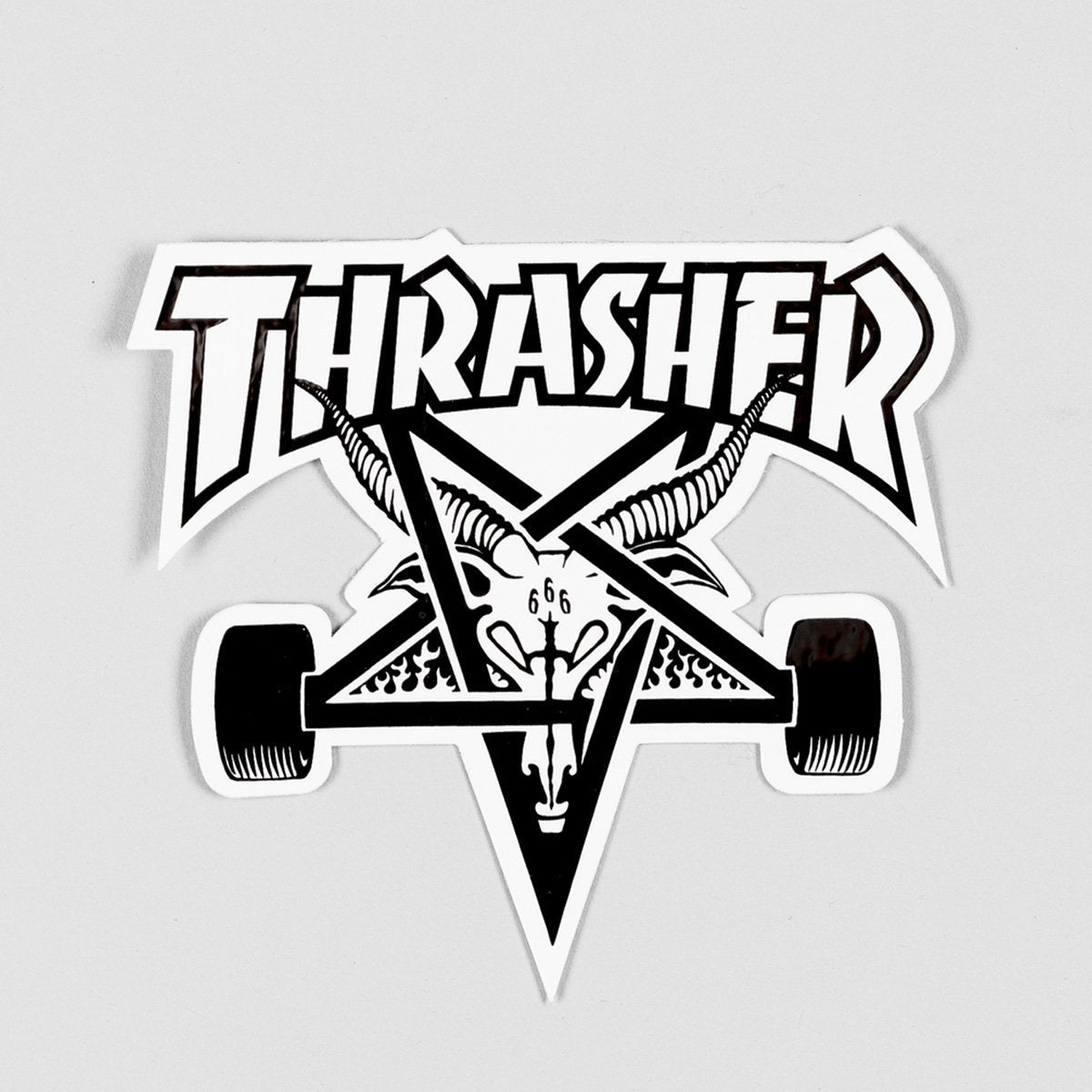 Thrasher Skate Goat Sticker White/Black Medium - Skateboard