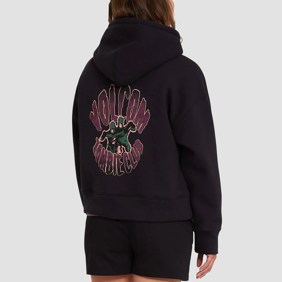 Volcom Voltrip Cropped Pullover Hoodie Black - Womens